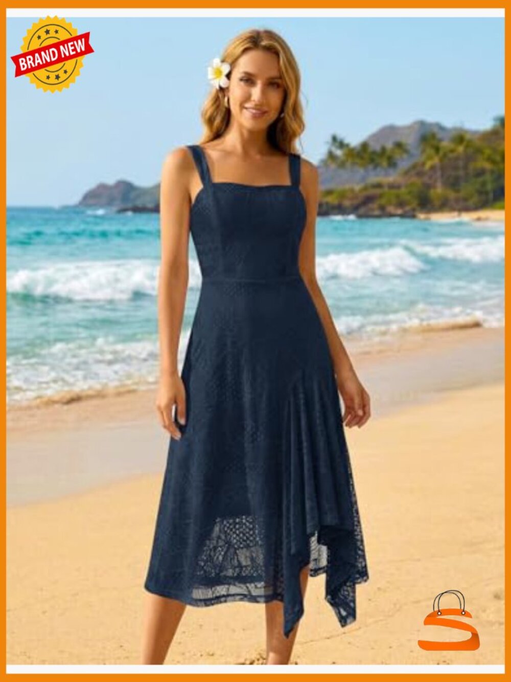 Sleeveless Lace Fit & Flare Midi Dress with Side Slit - Lightweight - Picture 2 of 7